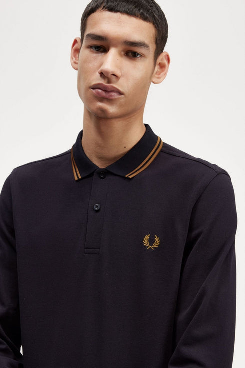 Polo Uomo M3636 con bordini in contrasto Blu caramello Fred Perry- Francavilla Moda